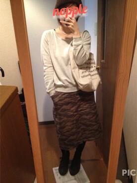 「Simplicite（サンプリシテ）のアイテム（スウェット）」を使った、noppleさん（レディース・157cm）の春コーディネート