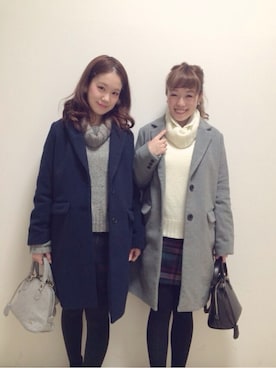 「リバーシブル」｜「アイテム（チェスターコート）」を使った、mayuko     (きたまゆ)さん（レディース・160cm）の冬コーディネート