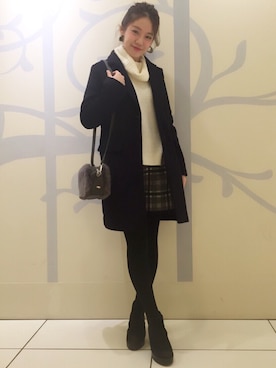 「Chico（チコ）のアイテム（チェスターコート）」を使った、mayuko     (きたまゆ)さん（レディース・160cm）の冬コーディネート
