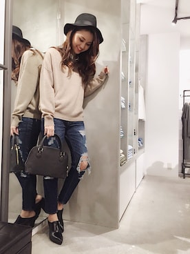 「カシミヤ」｜「アイテム（シューズ）」を使った、yukariiiさん（レディース・170cm）の秋コーディネート