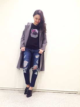 「アイテム（ダッフルコート）」を使った、yukariiiさん（レディース・170cm）の冬コーディネート