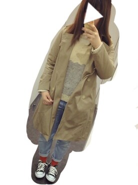 「niko and...（ニコアンド）のアイテム（トレンチコート、ベージュ系）」を使った、s a k i k oさん（レディース・160cm）の秋コーディネート