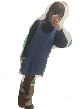 「UNIQLO（ユニクロ）のアイテム（ニット/セーター、グリーン系）」を使った、s a k i k oさん（レディース・160cm）の冬コーディネート