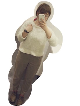 「mystic（ミスティック）のアイテム（ニット/セーター、ホワイト系）」を使った、s a k i k oさん（レディース・160cm）の冬コーディネート