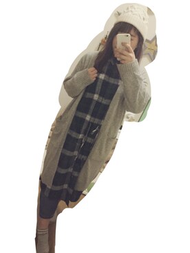 「w closet（ダブルクローゼット）のアイテム（カーディガン/ボレロ、グレー系）」を使った、s a k i k oさん（レディース・160cm）の冬コーディネート