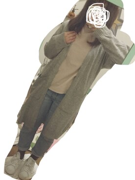 「w closet（ダブルクローゼット）のアイテム（カーディガン/ボレロ、グレー系）」を使った、s a k i k oさん（レディース・160cm）の冬コーディネート