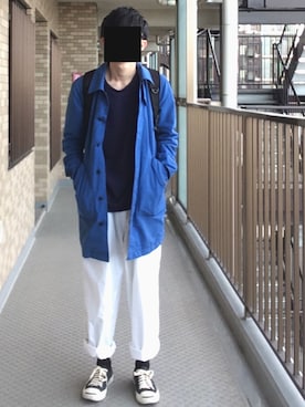「アイテム（ステンカラーコート）」を使った、太郎たかさん（メンズ・168cm・10代）の春コーディネート