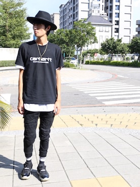 「REMIX（リミックス）のアイテム（アクセサリー）」を使った、Ed shu.さん（メンズ・181cm）の夏コーディネート