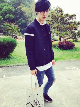 「NEXHYPE（ネックスハイプ）のアイテム」を使った、Ed shu.さん（メンズ・181cm）の春コーディネート