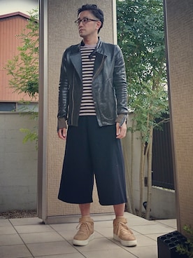 「MIHARAYASUHIRO（ミハラヤスヒロ）のアイテム（ライダースジャケット）」を使った、Hirokiさん（メンズ・173cm）の秋コーディネート
