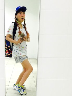 「blue」｜「アイテム（ヘアアクセサリー）」を使った、amiさん（レディース・163cm）の夏コーディネート