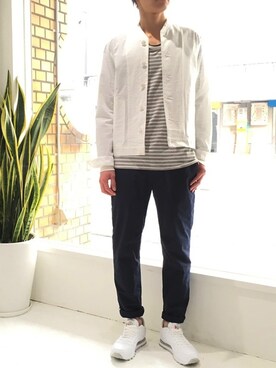 「FACTOTUM（ファクトタム）のアイテム（ノーカラージャケット）」を使った、FACTOTUMsendaiさん（メンズ・170cm）の春コーディネート