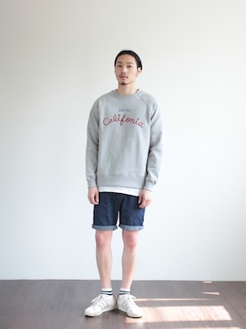 「アイテム（スウェット）」を使った、LOFIさん（メンズ・177cm）の春コーディネート