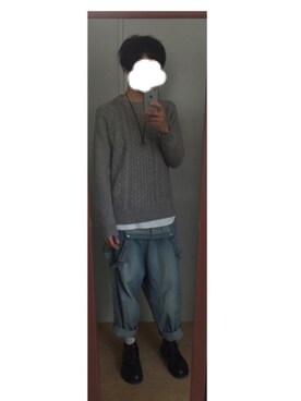 「UNIQLO（ユニクロ）のアイテム（ニット/セーター、グレー系）」を使った、キクツニさん（メンズ・178cm）の秋コーディネート