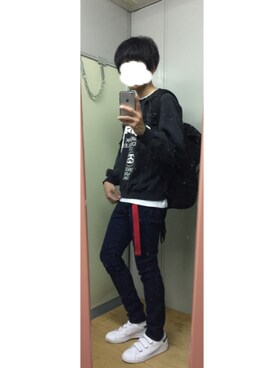 「STUSSY（ステューシー）のアイテム（スウェット、ブラック系）」を使った、キクツニさん（メンズ・178cm）の秋コーディネート