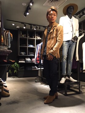 「DOWBL（ダブル）のアイテム（ニット/セーター）」を使った、SHINJIさん（メンズ・170cm）の春コーディネート