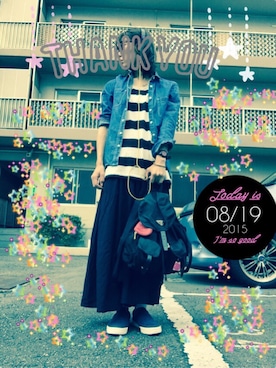 「アイテム（アナログ腕時計、ピンク系）」を使った、naocoさん（レディース・155cm）の夏コーディネート