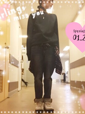 「仕事着」｜「アイテム（ジャージ）」を使った、naocoさん（レディース・155cm）の冬コーディネート