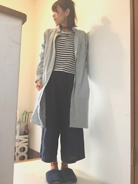 「仕事コーデ」｜「アイテム（シャツワンピース）」を使った、naocoさん（レディース・155cm）の春コーディネート