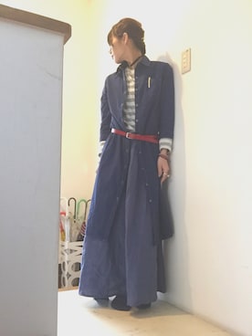 「仕事コーデ」｜「アイテム（シャツワンピース）」を使った、naocoさん（レディース・155cm）の春コーディネート