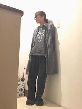 「パジャマ」｜「アイテム（シャツワンピース）」を使った、naocoさん（レディース・155cm）の春コーディネート