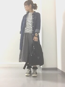 「仕事着」｜「アイテム（シャツワンピース）」を使った、naocoさん（レディース・155cm）の夏コーディネート