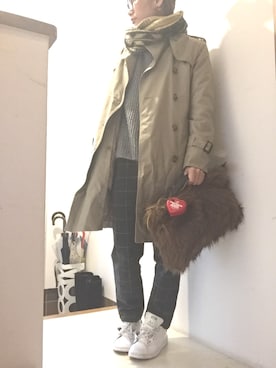 「仕事コーデ」｜「アイテム（トレンチコート）」を使った、naocoさん（レディース・155cm）の秋コーディネート
