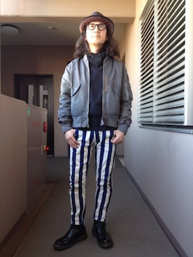 「EVISU（エヴィス）のアイテム（その他パンツ）」を使った、Yasunishi69さん（メンズ・168cm）の秋コーディネート