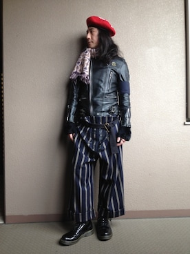 「666（シックスシックスシックス）のアイテム（帽子）」を使った、Yasunishi69さん（メンズ・168cm）の冬コーディネート