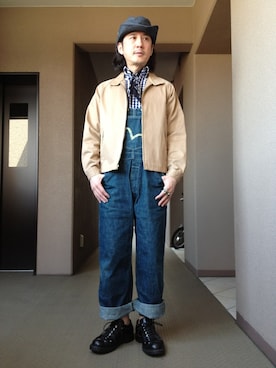 「ボタンダウンシャツ」｜「アイテム（ブルゾン）」を使った、YasushiImanishiさん（メンズ・168cm）の春コーディネート