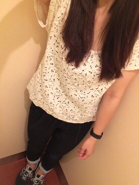 「w closet（ダブルクローゼット）のアイテム（デニムパンツ、ブルー系）」を使った、KANNAさん（レディース）の夏コーディネート