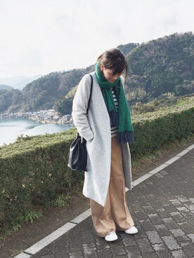 「gray」｜「アイテム（その他アウター）」を使った、アーミンさん（レディース・167cm）の冬コーディネート