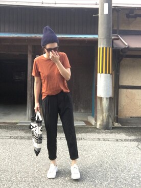 「DHOLIC（ディーホリック）のアイテム（ニットキャップ/ビーニー）」を使った、アーミンさん（レディース・164cm）の夏コーディネート