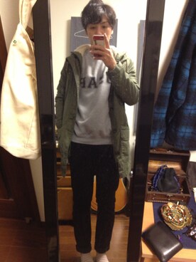 「TOPMAN（トップマン）のアイテム（ミリタリージャケット）」を使った、ta1さん（メンズ・170cm）の秋コーディネート