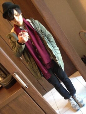 「TOPMAN（トップマン）のアイテム（ミリタリージャケット）」を使った、ta1さん（メンズ・170cm）の冬コーディネート