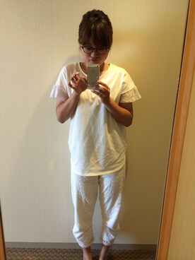 「PUAL CE CIN（ピュアルセシン）のしろコーデ（その他パンツ、ホワイト系）」を使った、matsumuさん（レディース・167cm）の夏コーディネート