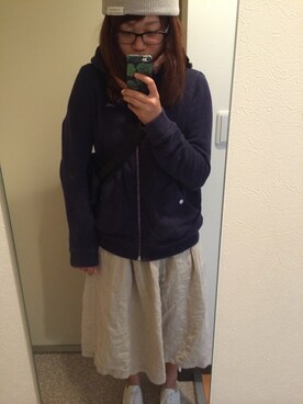 「無印良品（ムジルシリョウヒン）のアイテム（スカート、ベージュ系）」を使った、matsumuさん（レディース・167cm）の秋コーディネート