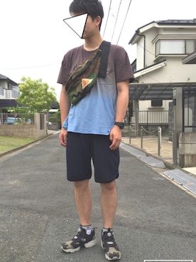 「アイテム（ボディバッグ/ウエストポーチ、グリーン系）」を使った、±30分さん（メンズ・171cm）の夏コーディネート