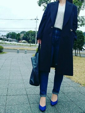 「DRIES VAN NOTEN（ドリスヴァンノッテン）のアイテム（チェスターコート）」を使った、SAtoさん（レディース・163cm）の冬コーディネート