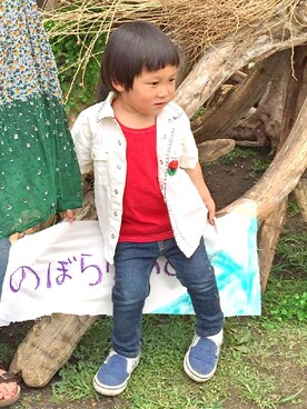 「GAP（ギャップ）のアイテム（タンクトップ、レッド系）」を使った、KAMAさん（レディース・150cm）の夏コーディネート