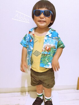 「MARKEY'S（マーキーズ）のアイテム（タンクトップ、イエロー系）」を使った、KAMAさん（レディース・150cm）の夏コーディネート