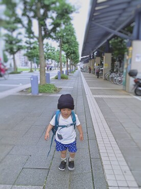 「no brand（ノーブランド）のアイテム（ニットキャップ/ビーニー、ブラック系）」を使った、KAMAさん（レディース・150cm）の夏コーディネート