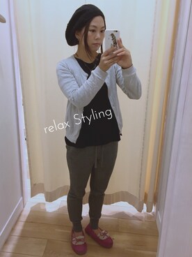 「GAP（ギャップ）のアイテム（カーディガン/ボレロ、グレー系）」を使った、KAMAさん（レディース・150cm）の秋コーディネート