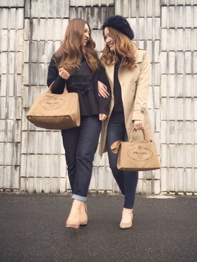 「友達」｜「アイテム（トレンチコート）」を使った、ayu◡̈さん（レディース・162cm）の秋コーディネート