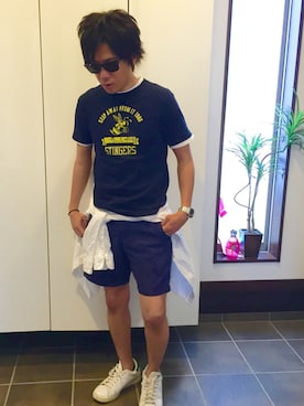 「NOLLEY’S（ノーリーズ）のアイテム（トップス）」を使った、TETUさん（メンズ・165cm）の夏コーディネート