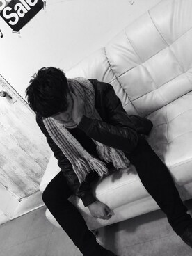 「レザーブルゾンはバルナベハーディーの両A面アウターです！

とりあえず、冬場はこんな感じです（笑）（ブルゾン、ブラック系）」を使った、goemonさん（メンズ・178cm）の春コーディネート