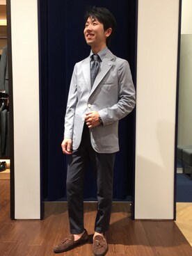 「TRANS CONTINENTS（トランスコンチネンツ）のアイテム（テーラードジャケット）」を使った、sakamotoさん（メンズ・165cm）の春コーディネート