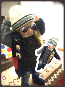 「Arnold Palmer（アーノルドパーマー）のアイテム（帽子）」を使った、mikitasさん（キッズ・90cm）の冬コーディネート