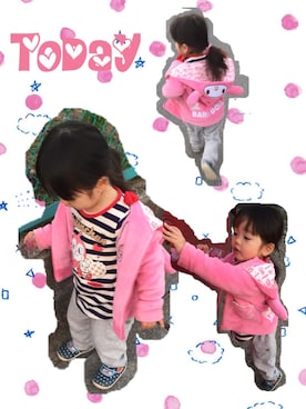 「ボーダーTシャツ」｜るう♡さん（キッズ・80cm）の春コーディネート