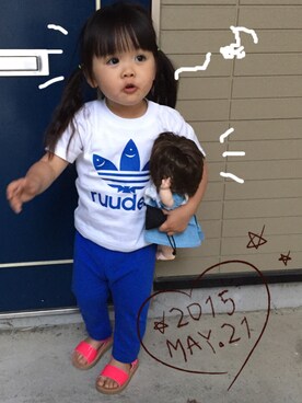 「ブルー x ホワイト」｜るう♡さん（キッズ・80cm）の春コーディネート